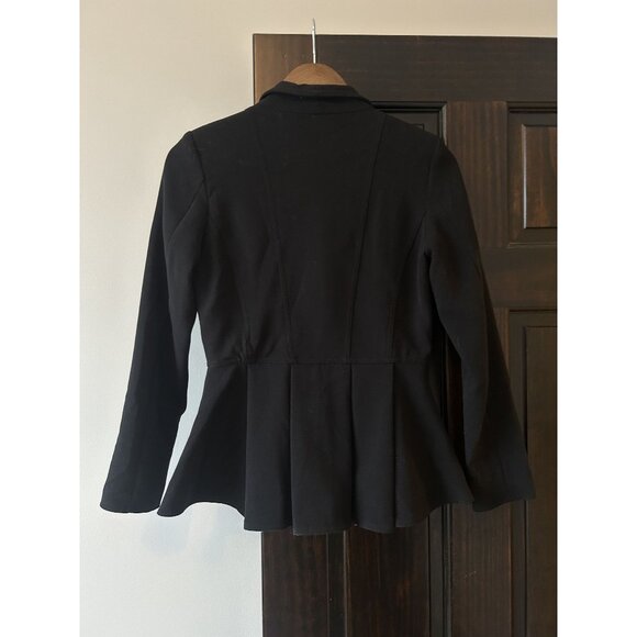 Black Feminine Peplum Ruffle Blazer - Picture 3 of 8